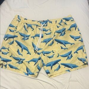 Crown & Ivy Men's 7" Blue Whale Swim Trunks
